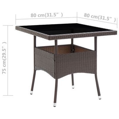 vidaXL Záhradný jedálenský stôl hnedý polyratanový