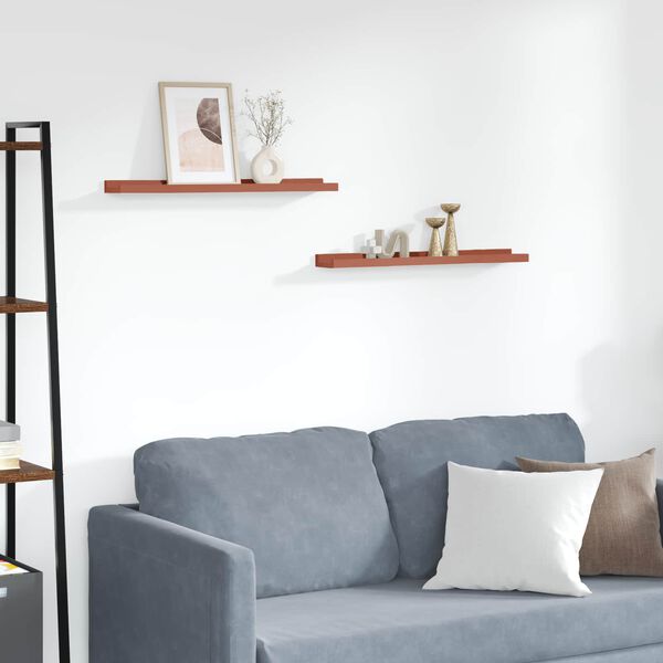 vidaXL Stenn&aacute; polica 2 pcs Červen&aacute; 60 x 9 x 3 cm Kompozitn&eacute; drevo