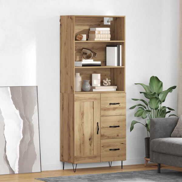 vidaXL Highboard so z&aacute;suvkou 2 pcs Remeseln&yacute; dub Kompozitn&eacute; drevo