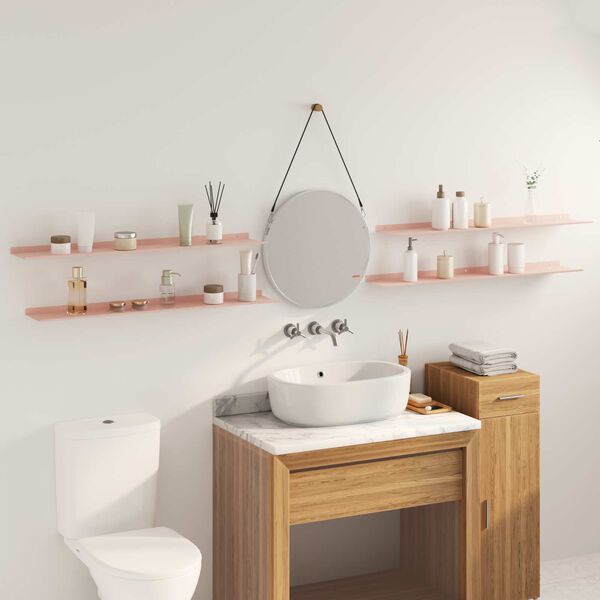 vidaXL Z&aacute;vesn&aacute; polica N&aacute;stenn&yacute; 4 pcs Ružov&aacute; 100 x 18 x 2,5 cm Oceľ