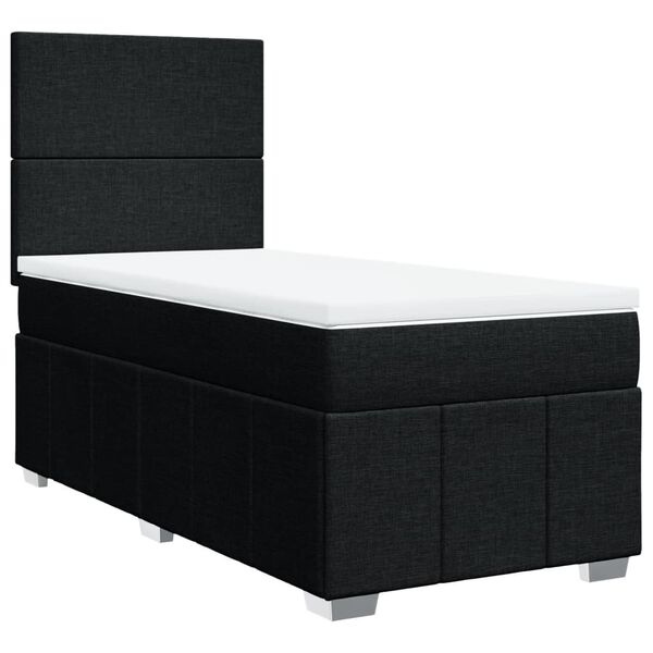 vidaXL Posteľn&yacute; r&aacute;m boxspring s matracom čierny 90x200 cm l&aacute;tka