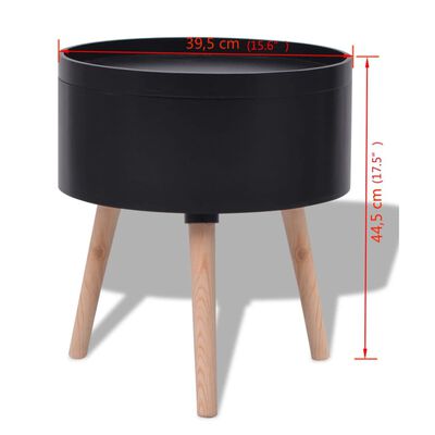 vidaXL Okrúhly servírovací stolík s táckou, 39,5x44,5 cm, čierny