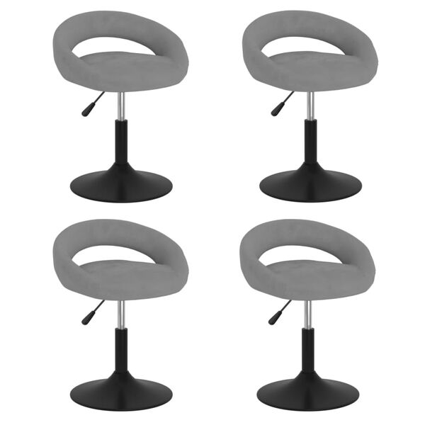 vidaXL Otočn&eacute; jed&aacute;lensk&eacute; stoličky 4 ks, siv&eacute;, zamat