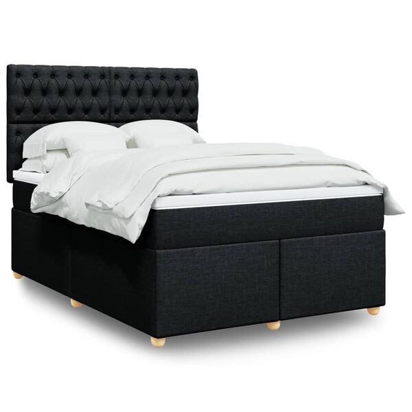 vidaXL Boxspring posteľ s matracom čierny 140x190 cm l&aacute;tka