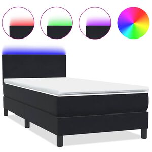vidaXL Posteľn&yacute; r&aacute;m boxspring s matracom a LED čierny 80x220 cm zamat