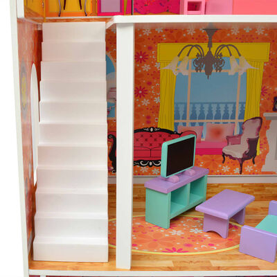 vidaXL 3-poschodový domček pre bábiky, drevený, 73x32x116 cm
