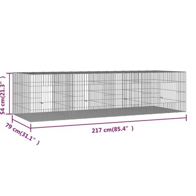 vidaXL 4-panelová klietka pre králiky 217x79x54 cm pozinkované železo