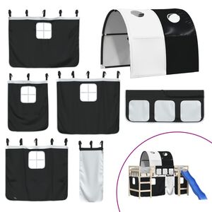 vidaXL Z&aacute;vesy pre poschodov&uacute; posteľ s tunelom bielo-čierne polyester