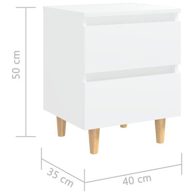 vidaXL Nočné stolíky, nohy z borovice 2 ks, biele 40x35x50 cm