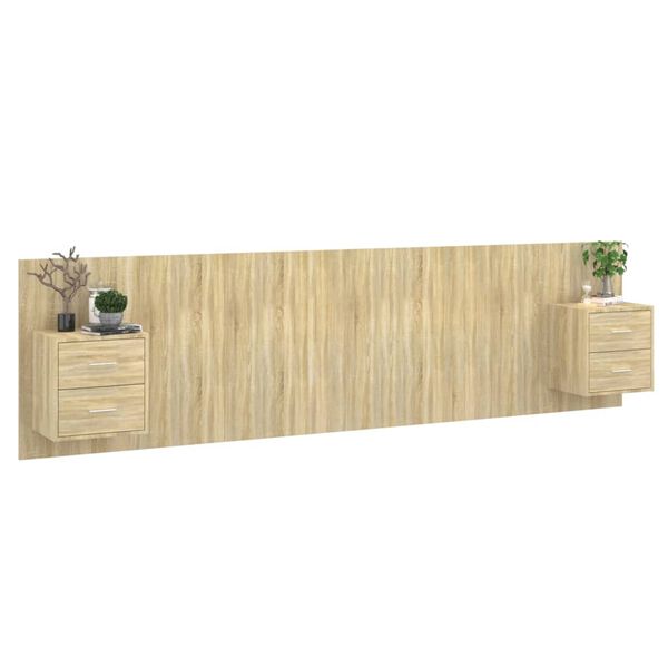 vidaXL Čelo postele so skrinkami dub sonoma spracované drevo