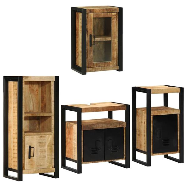 vidaXL Sada k&uacute;peľňov&eacute;ho n&aacute;bytku 4 pcs Hned&aacute; Mas&iacute;vne mango drevo