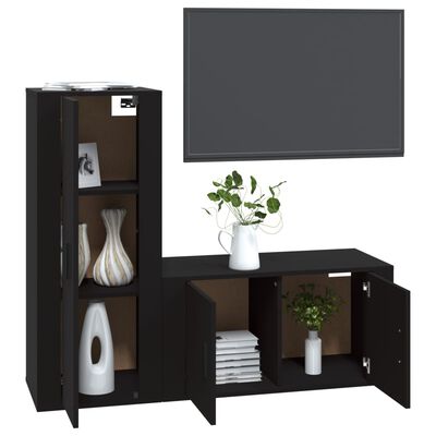 vidaXL 2-dielna súprava TV skriniek čierna kompozitné drevo