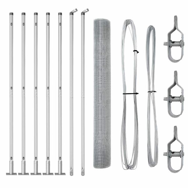 vidaXL Plot s stĺpmi Strieborná 0.8 x 10 m Oceľ