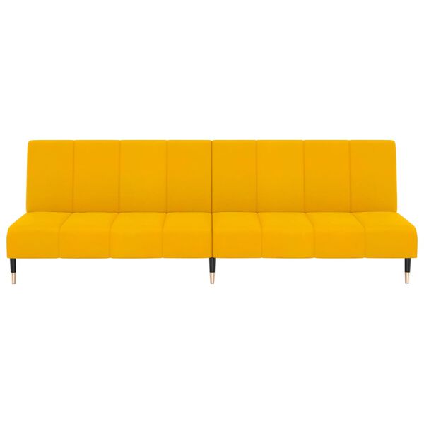 vidaXL 2-miestna rozkladacia pohovka, žlt&aacute;, zamat