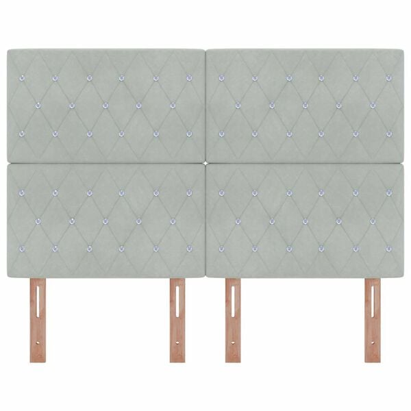 vidaXL Zadn&eacute; čelo s čelnou doskou Svetlosiv&aacute; 144 cm Umel&aacute; koža