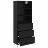 vidaXL Highboard so z&aacute;suvkou 2 pcs Čierny dub Kompozitn&eacute; drevo