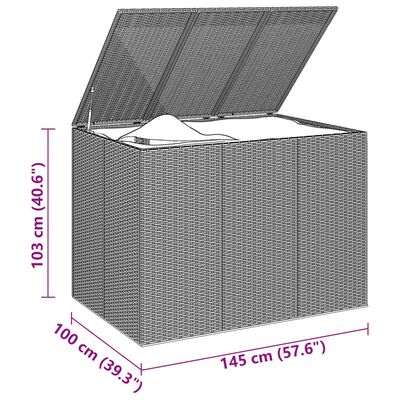 vidaXL Záhradný box na vankúše z polyratanu 145x100x103 cm sivý