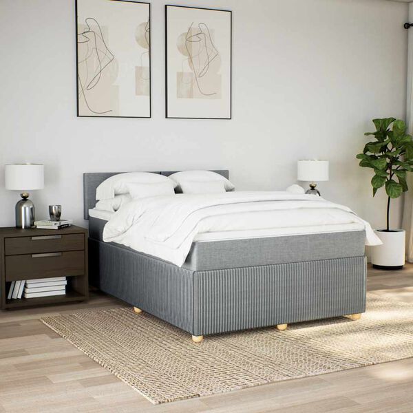 vidaXL Boxspring posteľ s matracom svetlosiv&aacute; 100x200 cm l&aacute;tka