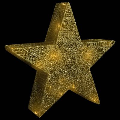 vidaXL Vianočné hviezdy 3 ks, zlatá sieťovina, LED, dovnútra aj von