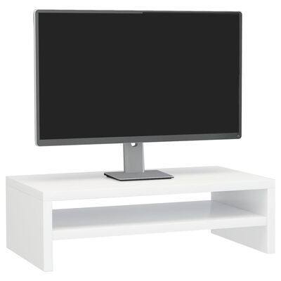 vidaXL Stojan na monitor lesklý biely 42x24x13 cm drevotrieska
