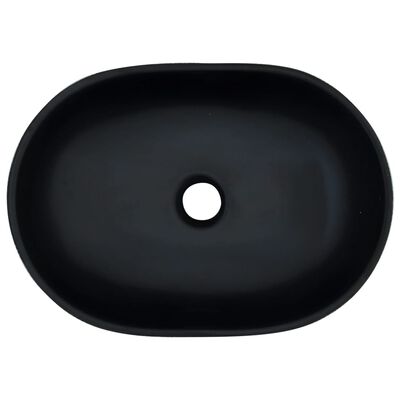vidaXL Umývadlo na dosku čierno-sivé oválne 47x33x13 cm keramické