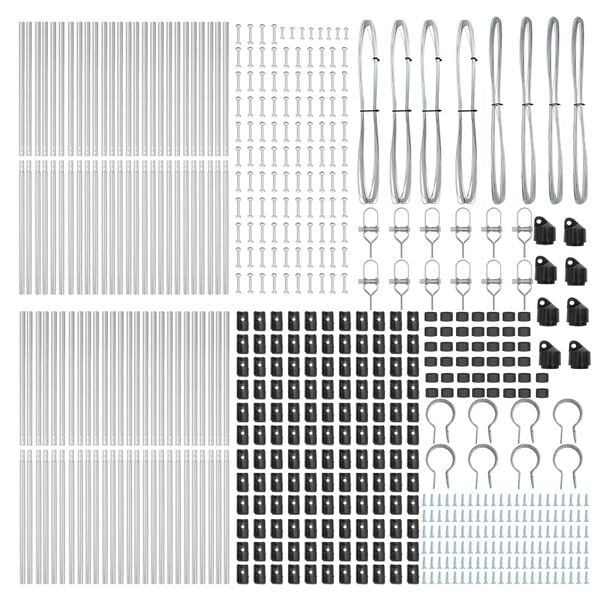 vidaXL Stĺp na plot. Iný 52 pcs Sivá 3,2 x 3,2 x 170 cm Oceľ