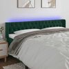 vidaXL Čelo postele s LED tmavozelen&eacute; 203x16x78/88 cm zamat