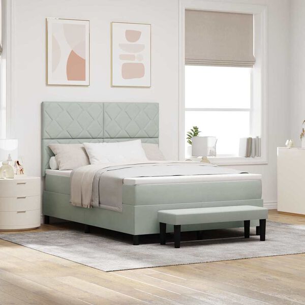 vidaXL Posteľ s pružinovým rámom Svetlosivá 160 x 200 cm Zamat