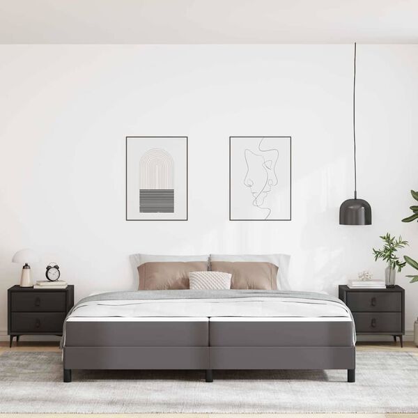 vidaXL R&aacute;m postele s matracmi Siv&aacute; 200 x 200 cm l&aacute;tka