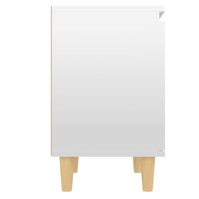 vidaXL Nočné stolíky, nohy z masívu 2 ks, lesklé biele 40x30x50cm