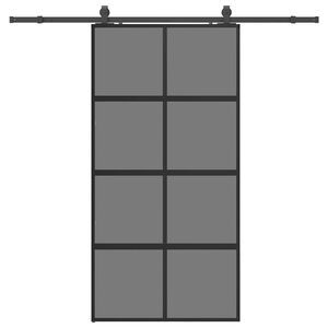 vidaXL Posuvn&eacute; dvere s kovan&iacute;m čierne 102,5x205 cm tvrden&eacute; sklo