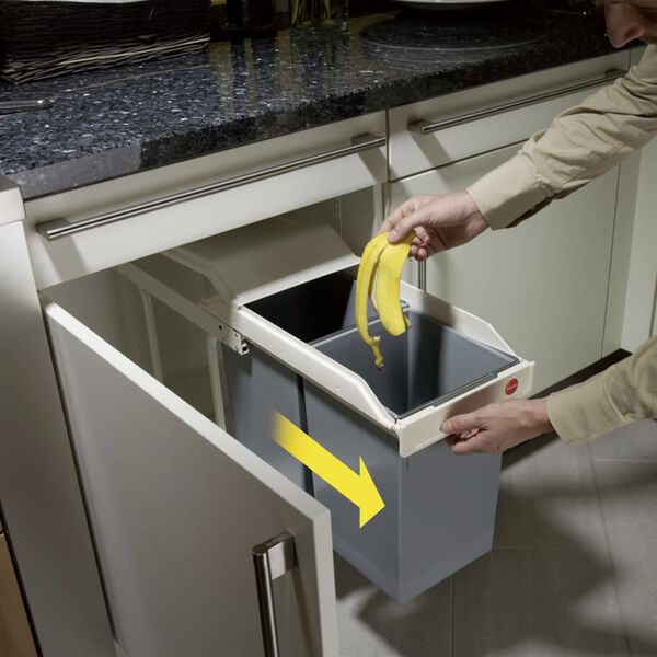 Hailo Odpadkový kôš Multi-Box Duo do kuchynskej skrinky L 2x14 l krémový 3659-001