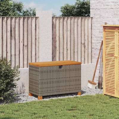 vidaXL Záhradný úložný box sivý 80x40x48 cm polyratan akáciové drevo
