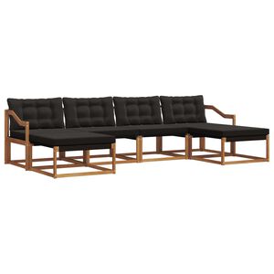 vidaXL Z&aacute;hradn&aacute; s&uacute;prava gaučov s vank&uacute;&scaron;om 6 pcs Pr&iacute;rodn&aacute; a čierna