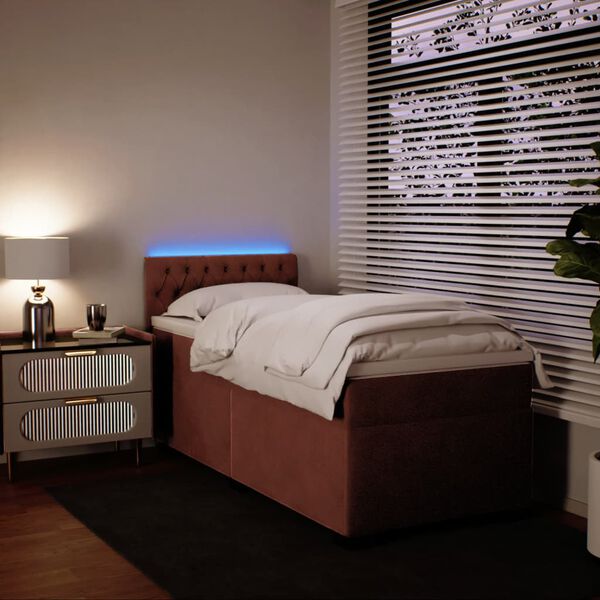 vidaXL Posteľn&yacute; r&aacute;m boxsping s matracom ružov&yacute; 100x200 cm zamat