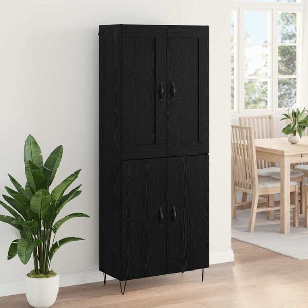 vidaXL Highboard Čierny dub 69,5 x 34 x 180 cm Kompozitn&eacute; drevo