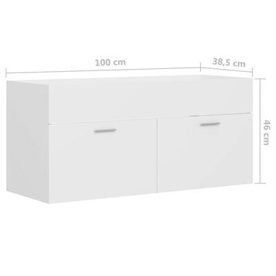 vidaXL Skrinka pod umývadlo, biela 100x38,5x46 cm, kompozitné drevo