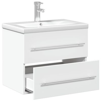vidaXL Kúpeľňová umývadlová skrinka so zabudovaným umývadlom biela