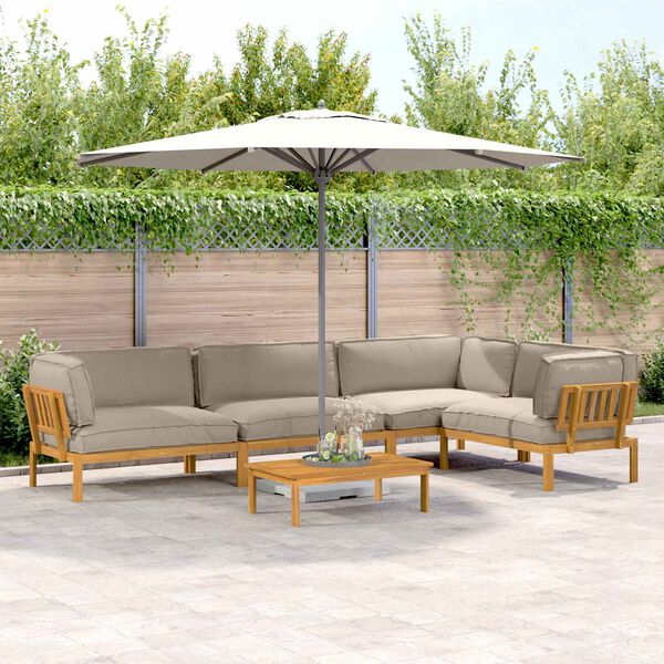 vidaXL Sada pohoviek s vank&uacute;&scaron;om 5 pcs Sivohned&aacute; Pevn&eacute; ak&aacute;ciov&eacute; drevo