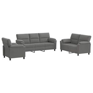 vidaXL Sada pohoviek 3 pcs Tmavosiv&aacute; Zamat