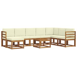 vidaXL Z&aacute;hradn&aacute; s&uacute;prava gaučov s vank&uacute;&scaron;om 9 pcs Pr&iacute;rodn&aacute; a kr&eacute;mov&aacute;