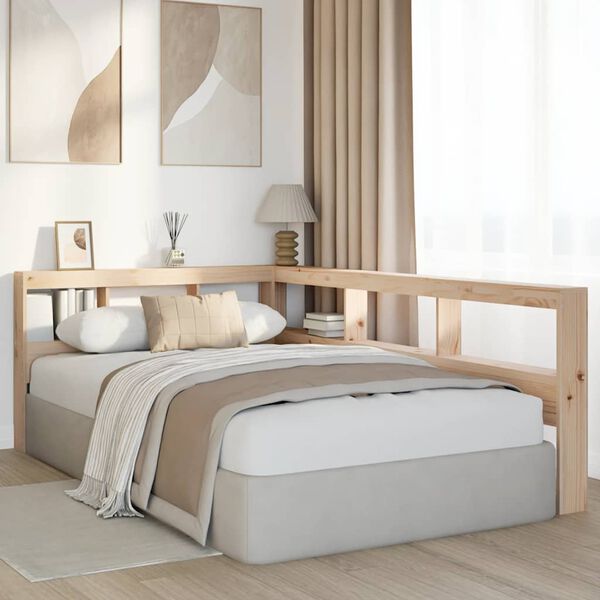 VidaXL Knižnica čelo v tvare L 120 cm mas&iacute;vna borovica