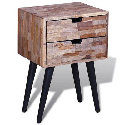 vidaXL Nočný stolík s 2 zásuvkami, recyklované tíkové drevo