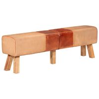 vidaXL Gymnastická lavica, hnedá 160 cm, pravá koža a plátno
