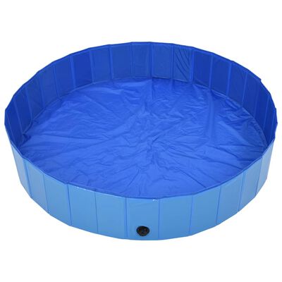 vidaXL Skladací bazén pre psov modrá 160x30 cm PVC