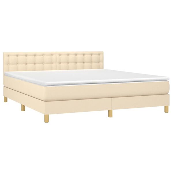 vidaXL Posteľn&yacute; r&aacute;m boxspring s matracom kr&eacute;mov&yacute; 160x200 cm l&aacute;tka