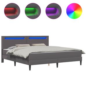 vidaXL R&aacute;m postele s LED p&aacute;sikmi Siv&aacute; 180 x 200 cm Umel&aacute; koža