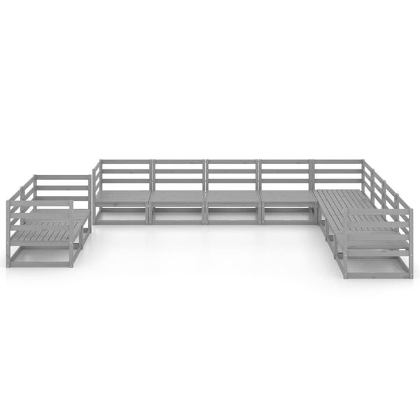 vidaXL 10-dielna záhradná sedacia súprava sivá borovicový masív