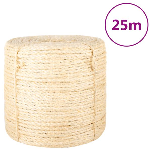 vidaXL Lano 100% sisal 6 mm 25 m