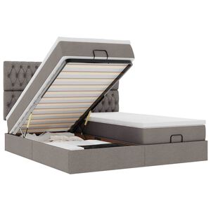 vidaXL Osmansk&yacute; r&aacute;m postele s matracmi sivohned&aacute; 200x200 cm l&aacute;tka